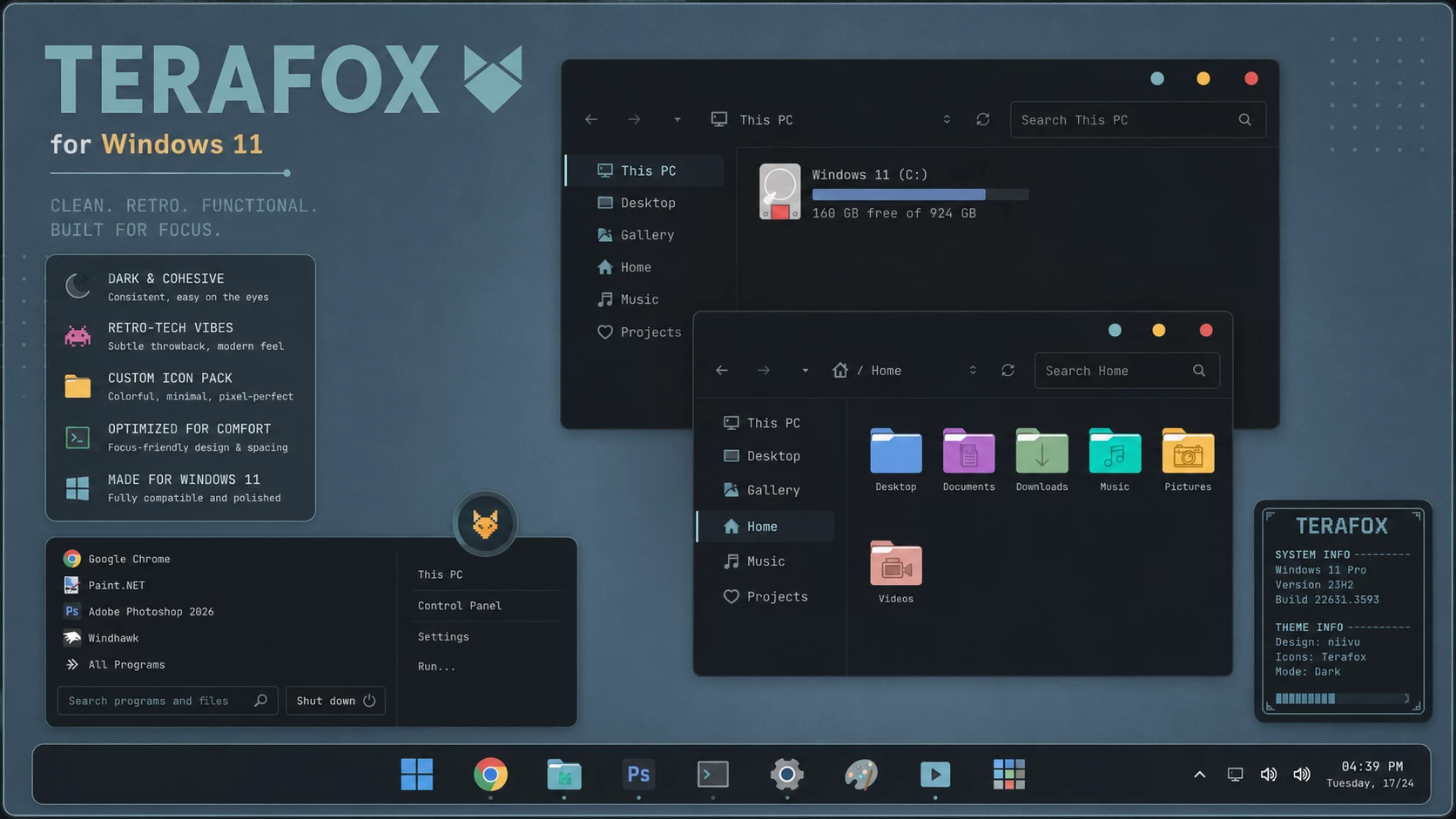 Terafox Windows 11 theme screenshot